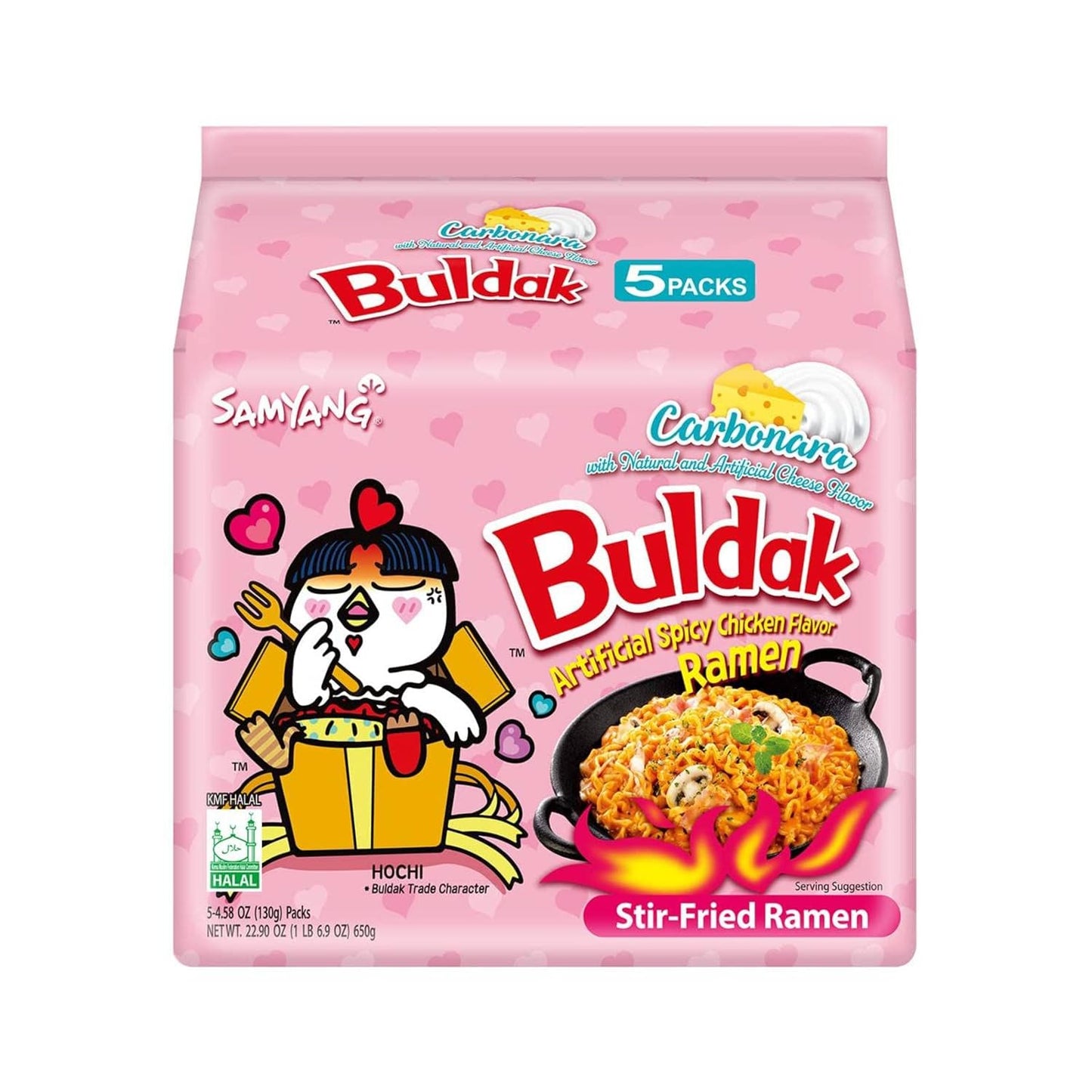 Buldak Hot Spicy Chicken Ramen Noodle Korean Stir-Fried Ramen, Original Flavor, Pack of 5