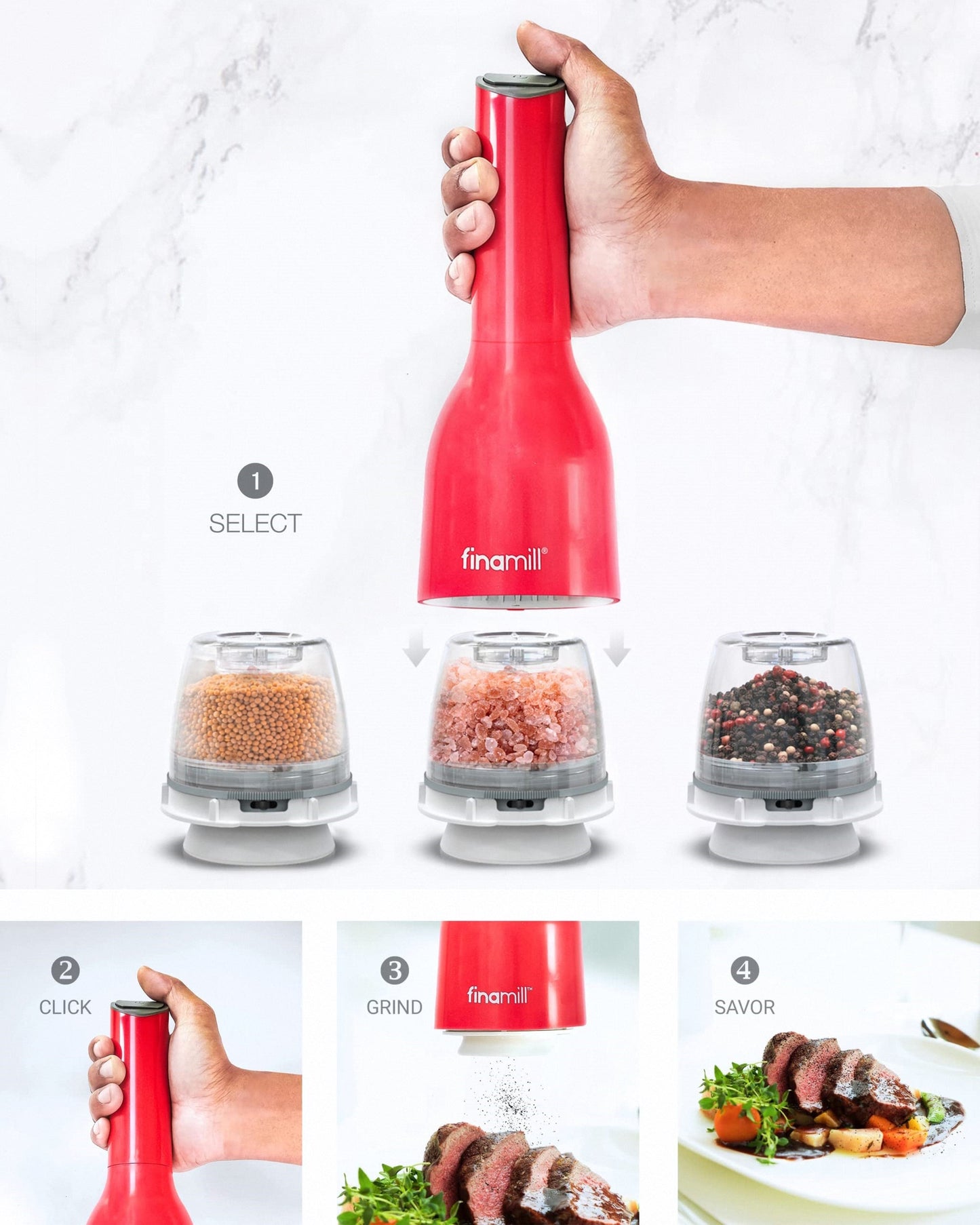 Salt & Pepper Grinder Set 🌶️🧂 | Electric, Adjustable, LED & Ceramic Blades ✨ | 2 Quick Pods(With Salt and Pepper Mill Tray)